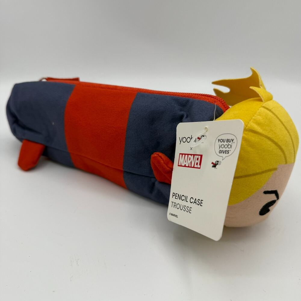 NWT Yoobi x Marvel Captain Marvel Plush Barrel Pencil Case OS Multicolor Pouch